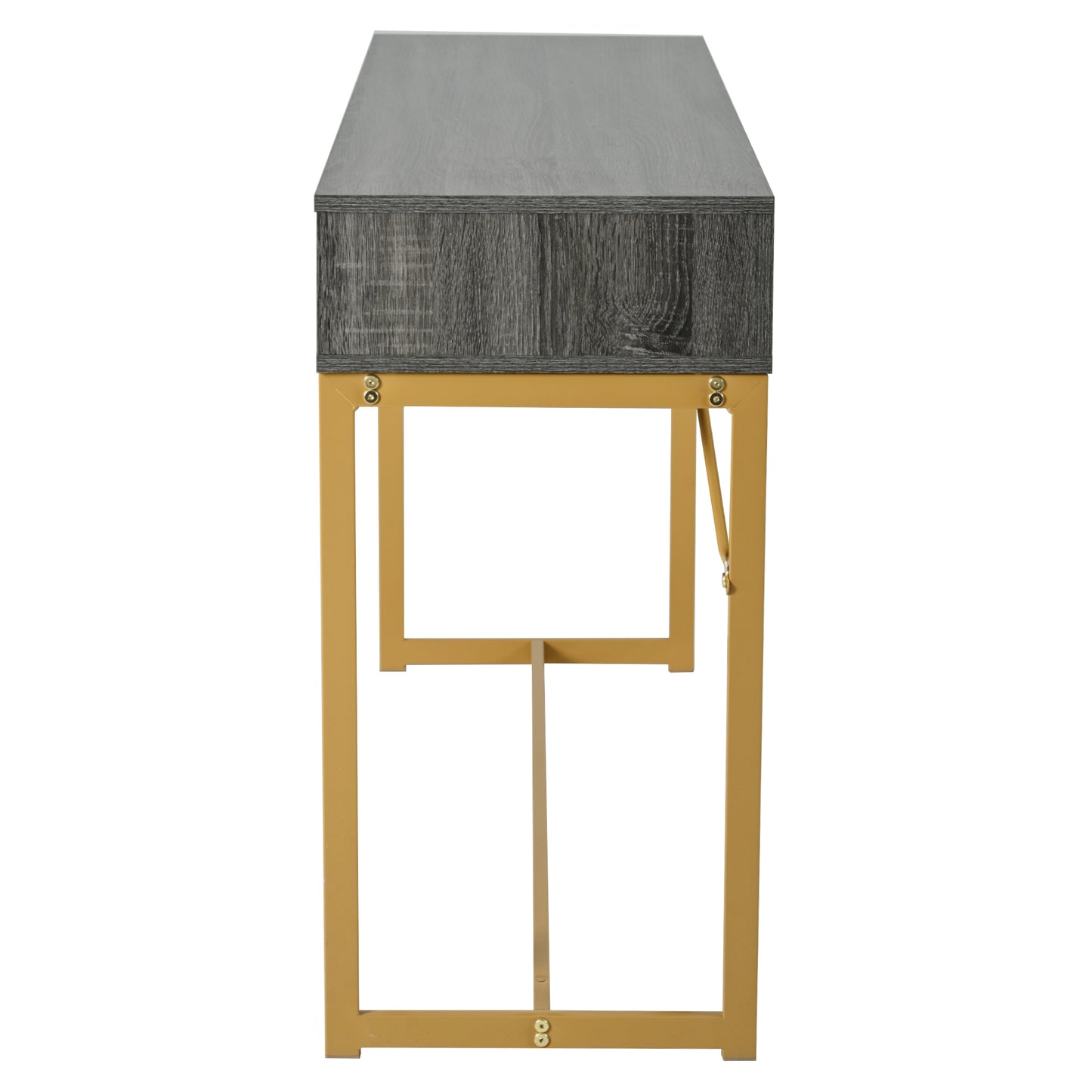 Konsolentisch,Flurtisch mit 2 Schublade ,Leichter Luxus-Stil Beistelltisch, Grau/Gold