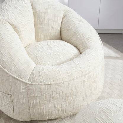 Sitzsack Sofa Stuhl für Erwachsene mit Fußstütze, Beige