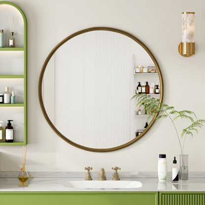 80CM Bronze Round Mirror, Bathroom Mirror for Wall, Round Wall Mirror Metal Frame, for Wall, Living Room, Bedroom, Vanity, Entryway, Hallway
