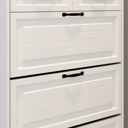 Weißer Schuhschrank mit Aufhänger, 3 Türen 2 Schubladen