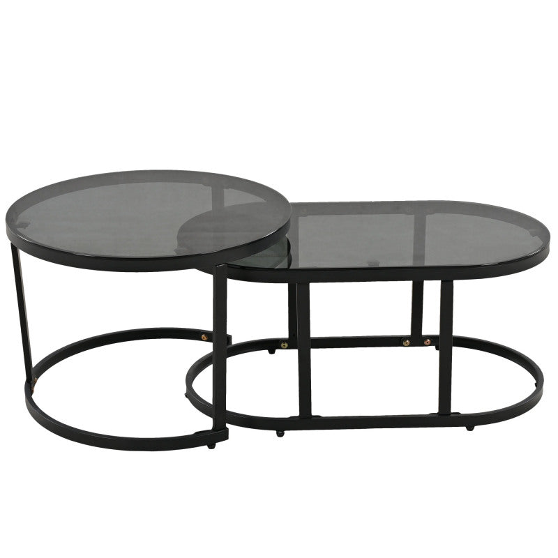 Garten-Lounge-Set mit Rahmen aus verzinktem Eisen, Gartenmöbel-Set aus Seil, graues Seil, verstellbare Füße, Tischplatte aus glattem Glas, 5er-Set, inklusive aller Sitz- und Rückenkissen