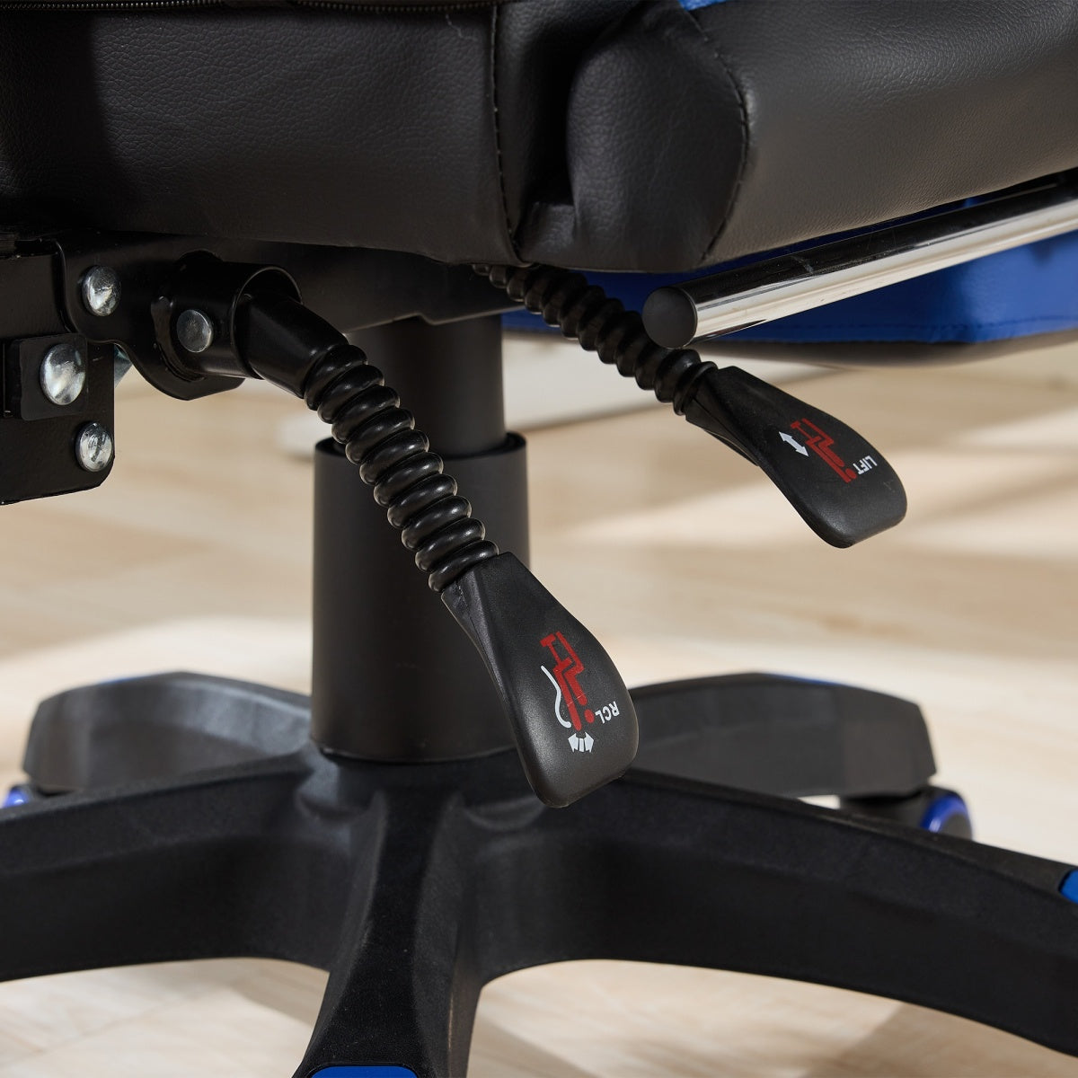 Gaming Stuhl Racing Design, 155° Liegefunktion, Fußstütze, Lendenmassage, Schwarz-Blue