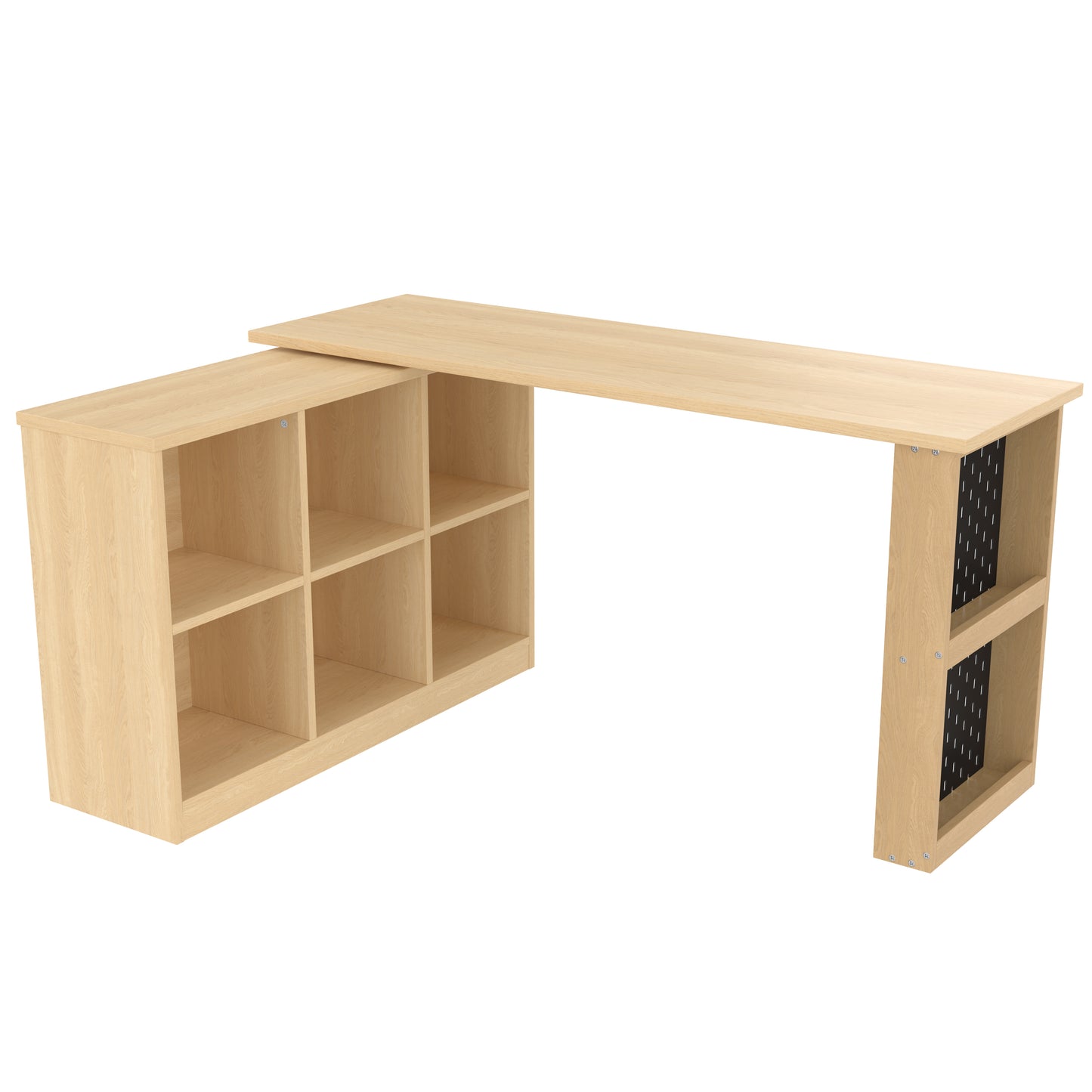 Multifunktionaler Bürotisch, Sechsfach-Lagerschrank + Ablage, super belastbar, veränderbare Form, Natural