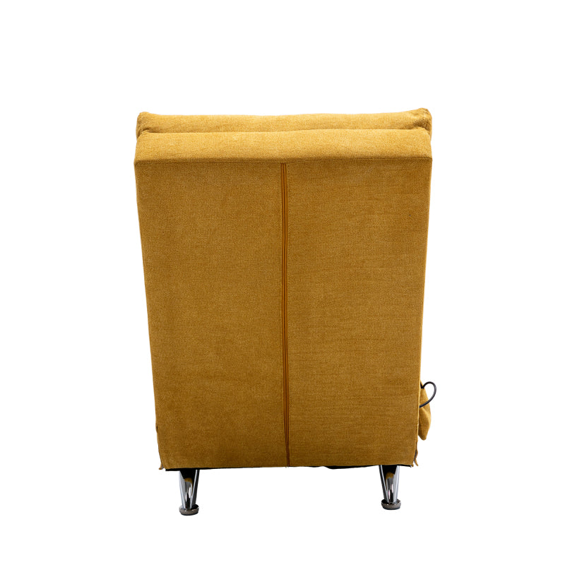 Sackleinen Massage Chaise Lounge Indoor mit Fernbedienung, Ergonomische elektrische Massage Long Lounger mit 5 Modi für Büro, Wohnzimmer, Schlafzimmer (Senfgelb)