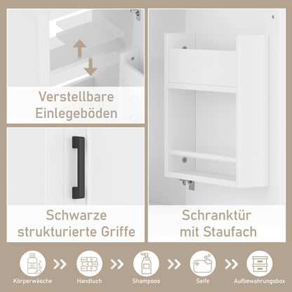 51x34x83cmBodenstehender Badezimmerschrank, Waschtisch, Waschtisch,komplett lackiert, Türregale, verstellbare Regale, integriertes Keramikwaschbecken, geeignet für kleine Räume, weiß