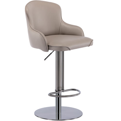 Barhocker aus schwarzem Titan-Edelstahl, moderner Barstuhl aus Leder mit Rückenlehne, drehbar und höhenverstellbar, Grau