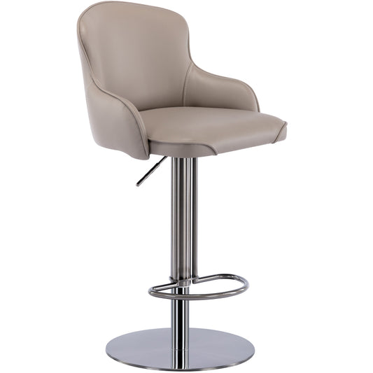 Barhocker aus schwarzem Titan-Edelstahl, moderner Barstuhl aus Leder mit Rückenlehne, drehbar und höhenverstellbar, Grau