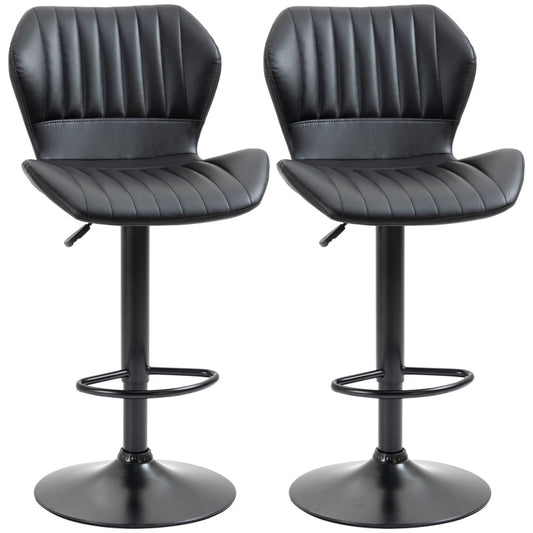 Barhocker höhenverstellbar 2er-Set Drehstühle 360° drehbar mit Rückenlehne Kunstleder 48,5x55,5x90-110cm für Küche & Bar