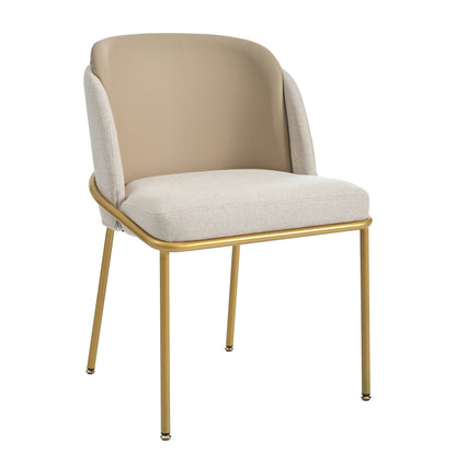 2 St Moderner Stuhl, Ideal für Wohnzimmer, Offene Bürofläche, Esszimmer, Beige+Khaki