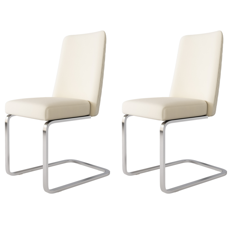 Samt-Esszimmerstuhl, 2er-Set, luxuriös, Wohnzimmer, Schlafzimmer, Lounge-Sessel, Diamant-Rücken-Design, mit silbernen Metall-Stützbeinen, Beige[OLD SKU:WF317941AAB]