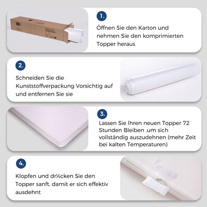 Schaumstoff-Matratze/Topper 90x200 cm, H3, 5cm Höhe, Öko-TEX, Waschbar