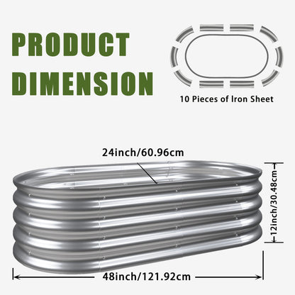 Hochbeet aus Metal Verzinkte Pflanzer erhöhte Gartenbett-Kit, Gartenbetten für im Freien für Gemüse, Blumen und Kräuter, Heavy Duty, rostbeständig, einfache Montage, 1pcs 4x2x1ft