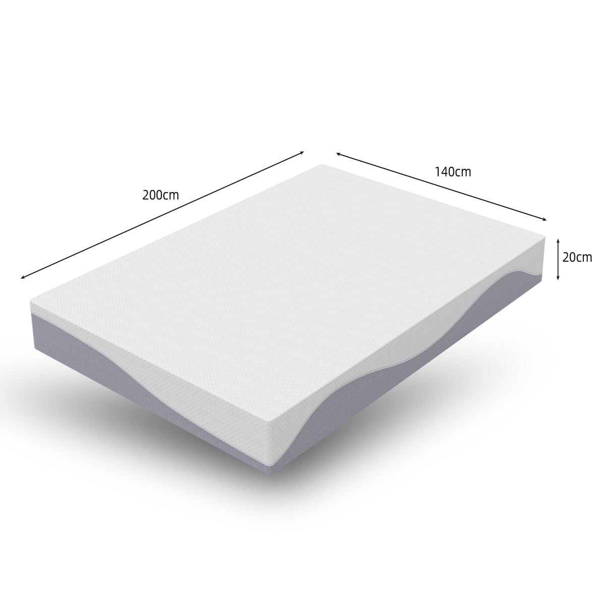 Schaummatratze 140x200 cm, Wendbar H3/H4, 20 cm hoch, Öko-TEX zertifiziert