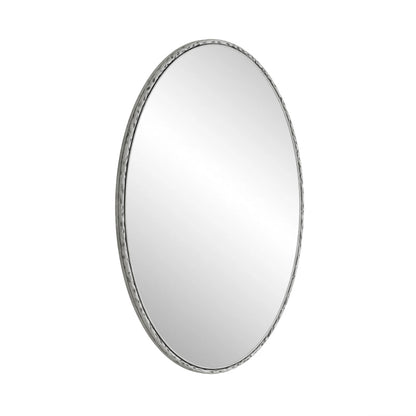 Iron Art Oval Retro Mirror, Antique Effect, Wall Hanging, Suitable For Bathroom, Bedroom, Living Room (Silver)