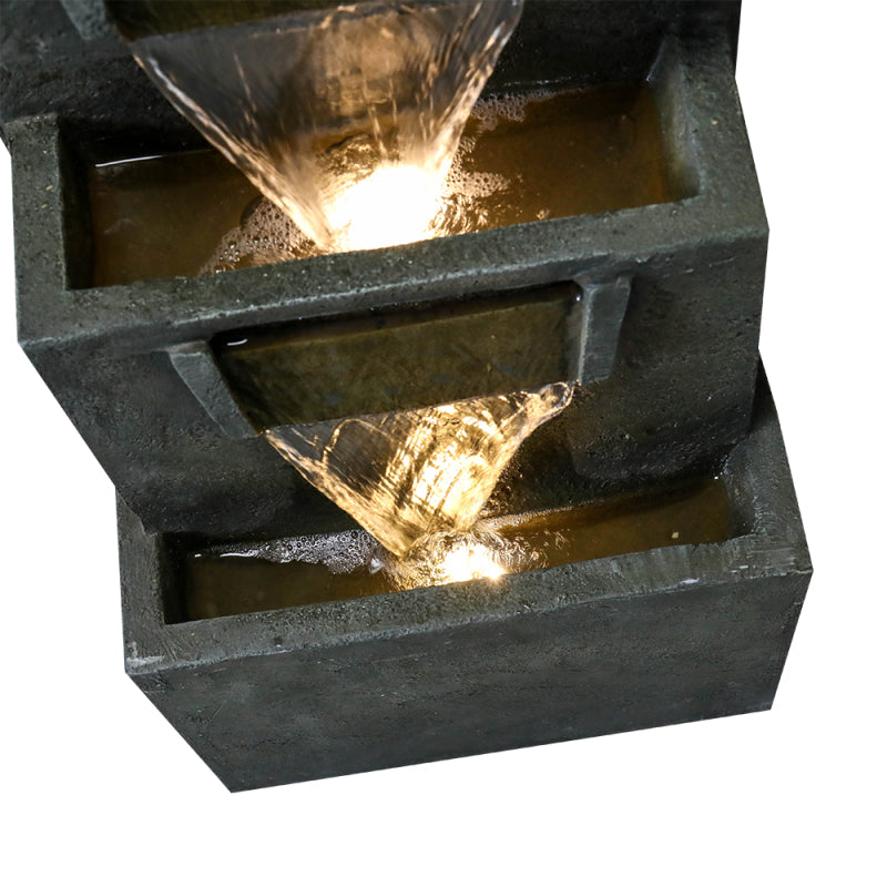 39.3inches High Modern Cascading Indoor/Outdoor Fountains and Waterfalls with LED Lights for Garden, Patio, Yard, and Deck Decor