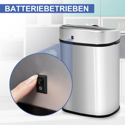 Mülleimer 48L Küchenabfalleimer mit Infrarotsensor, hygienisch, Edelstahl in Silber, L40,5xB29,5xH68 cm