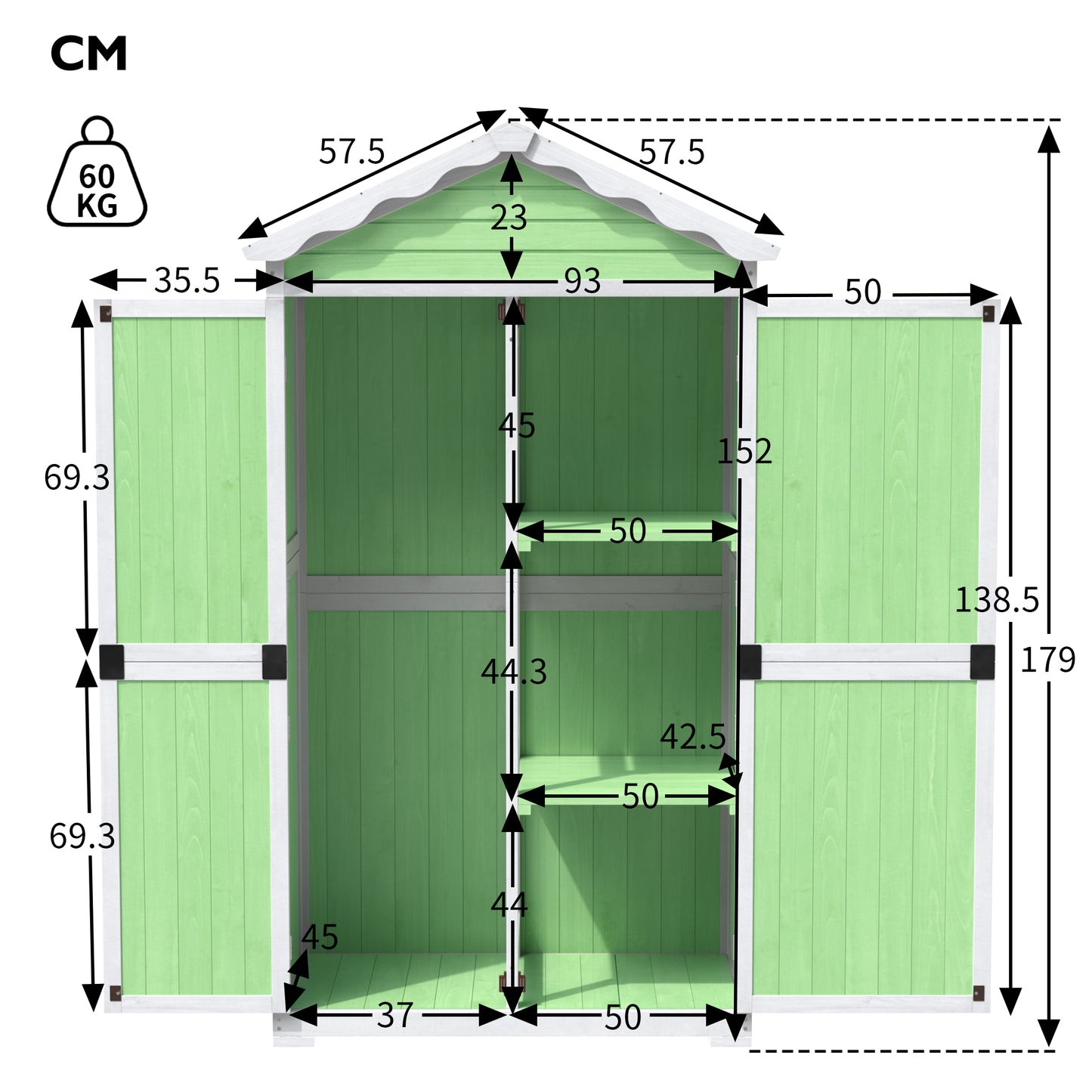 Outdoor Holz Gartenmöbel Aufbewahrungsschuppen, Werkzeughaus für Garten, Terrasse, verblassungsfrei, wetterfest, sicher und geschützt, wartungsfrei, umweltfreundlich, grün