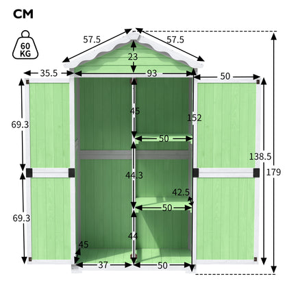 Outdoor Holz Gartenmöbel Aufbewahrungsschuppen, Werkzeughaus für Garten, Terrasse, verblassungsfrei, wetterfest, sicher und geschützt, wartungsfrei, umweltfreundlich, grün