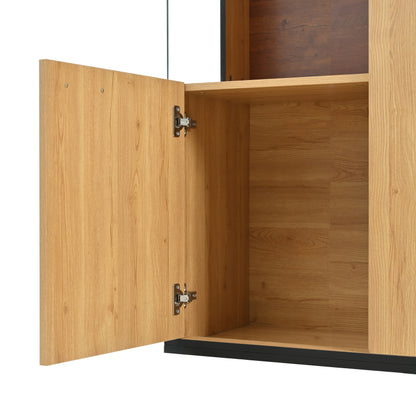 Moderne Vitrine mit LED-Beleuchtung - 150Hcm - Glastür, Mehrzweckregale, 15 Farboptionen, Großer Stauraum, Glasboden, Schaukasten, Präsentationsmöbel, Schrank mit Beleuchtung,Möbel mit Glastür