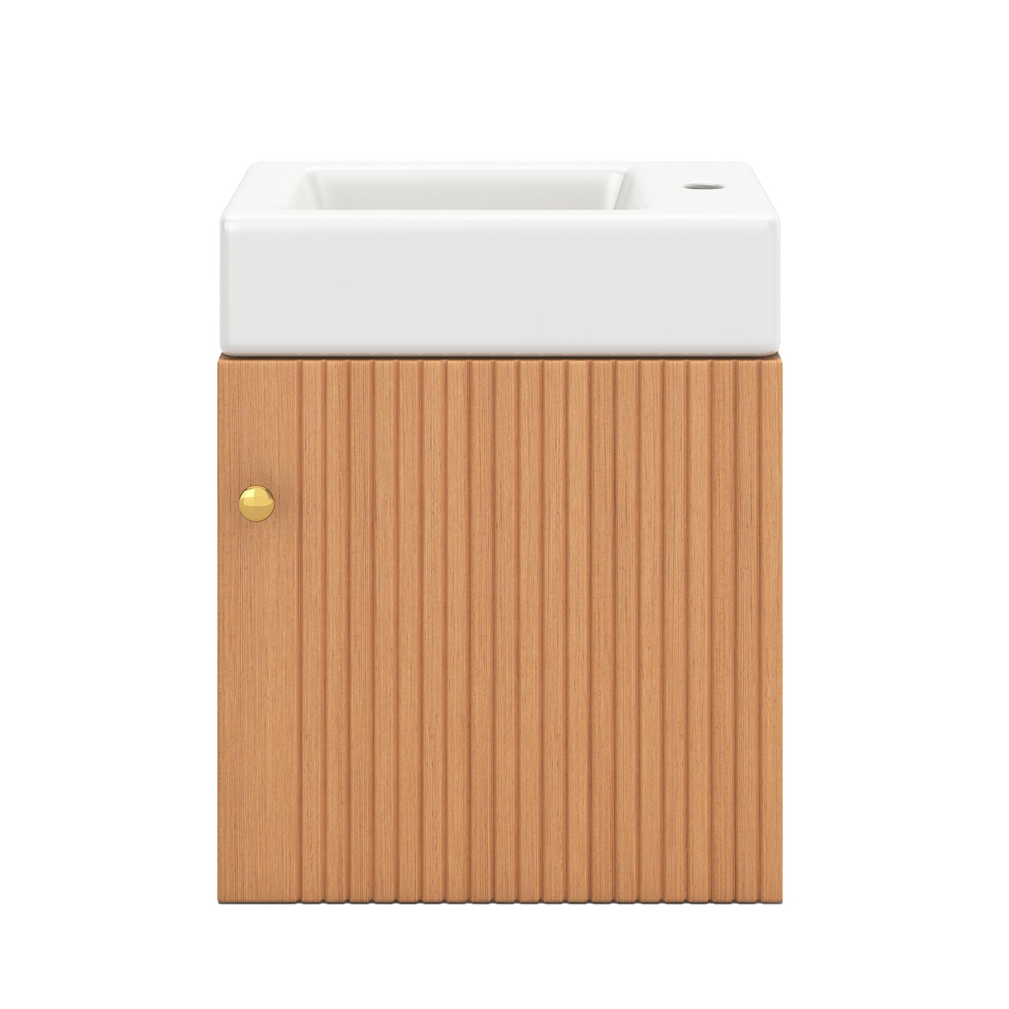 Badezimmermöbel Waschbecken mit Waschtischunterschrank 46 cm , Waschtischunterschrank hängend , Kleine Gästebad Möbel, Natural Wood