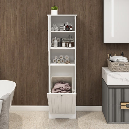 Wäschesortierschrank mit einem Fach und einer Tür, klappbar, Weiß