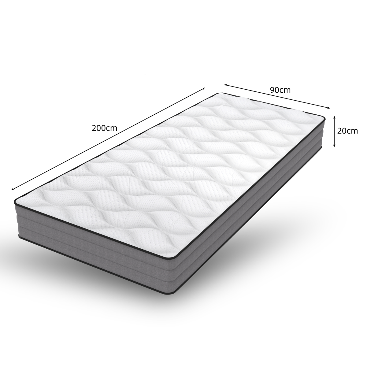 Taschenfederkern Matratze 90x200cm, H3, 7 Zonen, Lyocell Bezug, Boxspring Gefühl