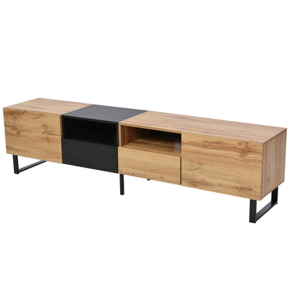 Moderner TV-Ständer mit schwarzem und holzfarbenem Design – geräumiger Stauraum, robuste Konstruktion