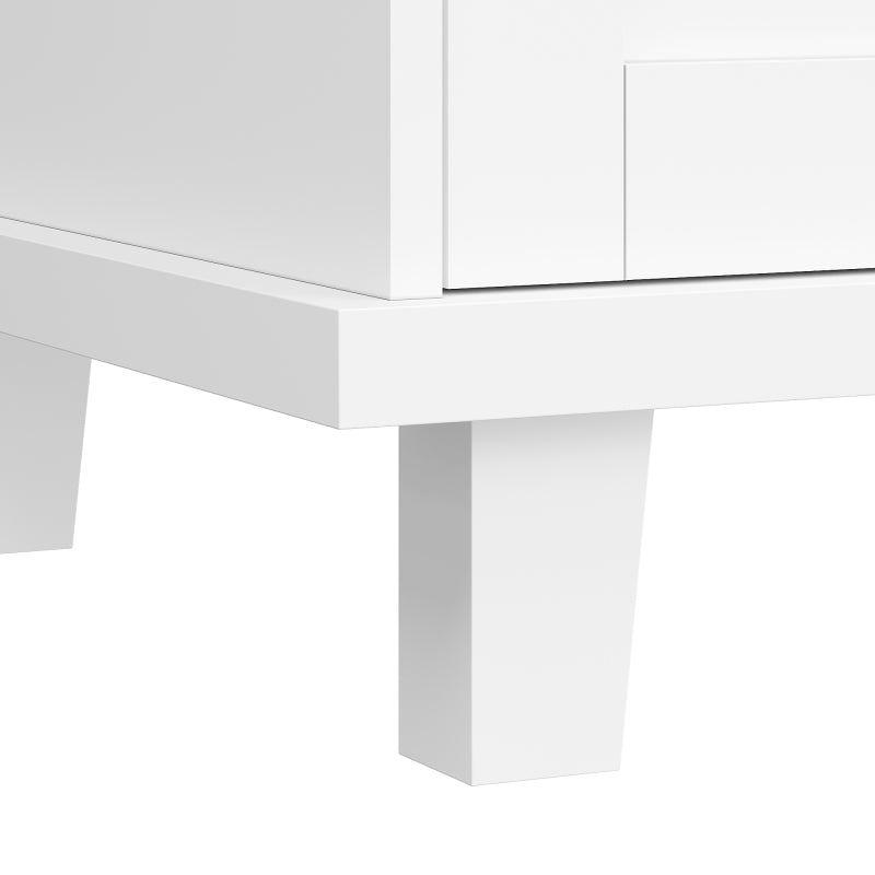 Esszimmerwagen (129 x 46 x 92 cm), modernes minimalistisches Weiß, mobiler Küchen-Esswagen mit Schubladen und Lagerschränken, hellbraune Holzarbeitsplatte, passend für moderne Wohnungen