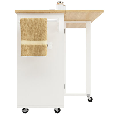 Kücheninsel, Küchenwagen mit Steckdosenleiste ausgestattet, Küchenschrank, Abnehmbare Servierwagen mit Weinregal,buffetschrank, Speisewagen mit Holzmaserung, buffetschrank, weiß