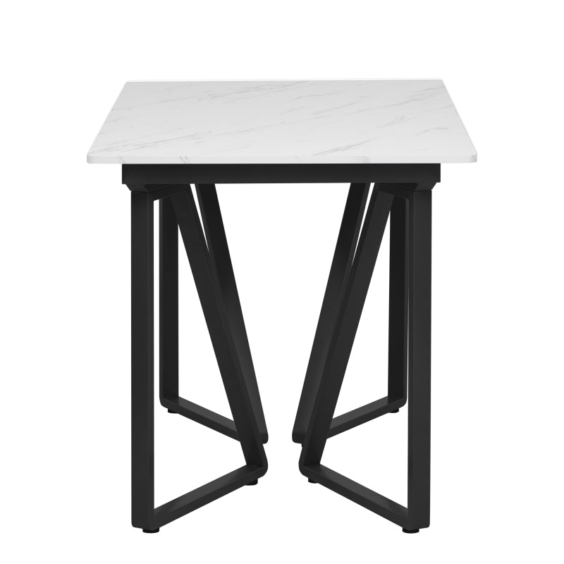 Moderner Esstisch mit Marmor-Muster, erweiterbar, Weiß+Schwarz