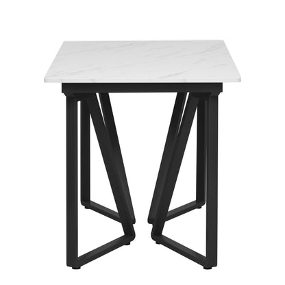 Moderner Esstisch mit Marmor-Muster, erweiterbar, Weiß+Schwarz