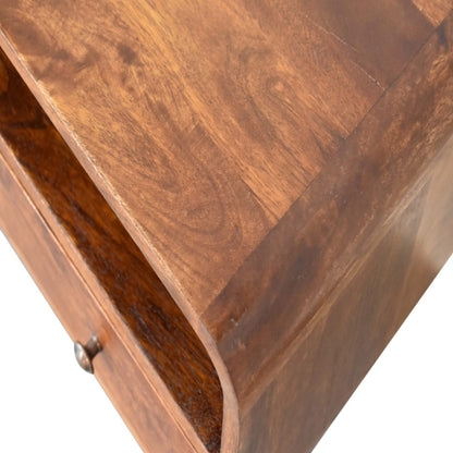 Mini TV-Lowboard aus massivem Mangoholz – Kastanienbraun, 2 Schubladen & offenes Fach, Handgefertigt, Nordic-Design, 60x30x45 cm