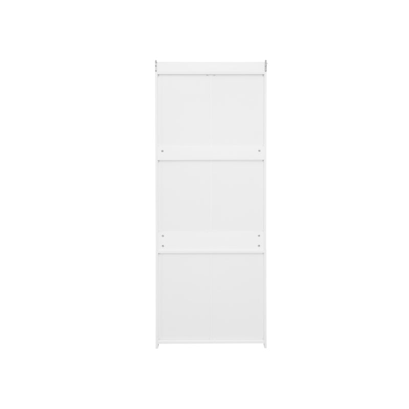 Weißer Kleiderschrank mit drei Schubladen – Garderobe mit Stauraumregal im Boho-Stil – Höhe 180 cm – ideal für Flur, Wohnzimmer, Schlafzimmer, Arbeitszimmer oder Büro.Maße:70*48*180cm