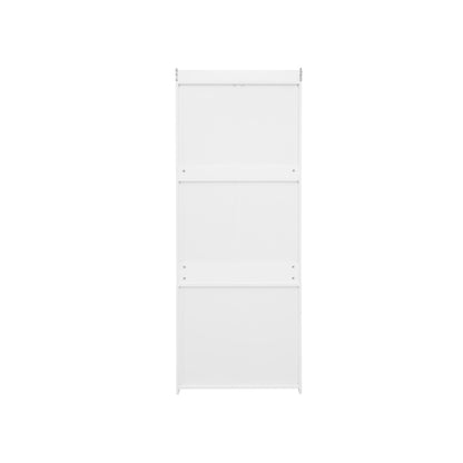 Weißer Kleiderschrank mit drei Schubladen – Garderobe mit Stauraumregal im Boho-Stil – Höhe 180 cm – ideal für Flur, Wohnzimmer, Schlafzimmer, Arbeitszimmer oder Büro.Maße:70*48*180cm