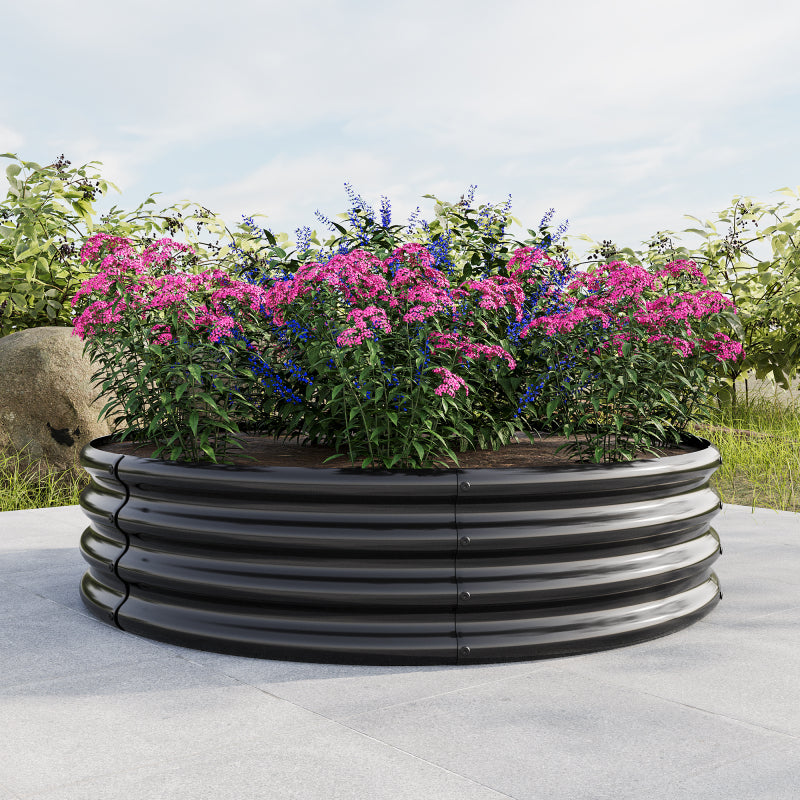 Verzinkt erhöhte Gartenbett, Pflanzer erhöhte Gartenbetten im Freien, Runde Freiheit erhöhte Gartenbetten für Gartenbau Gemüse, Früchte, Blumen, 2Packung