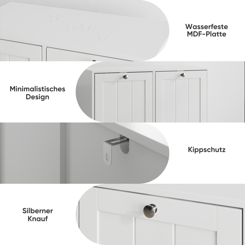 Badezimmer-Wäschekorb-Aufbewahrungsschrank, freistehender Home-Organizer, weiß