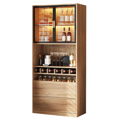 Badezimmerschrank,Spirituosenschrank,Vitrine Vitrinenschrank mit Glastüren und Beleuchtung 180 CM