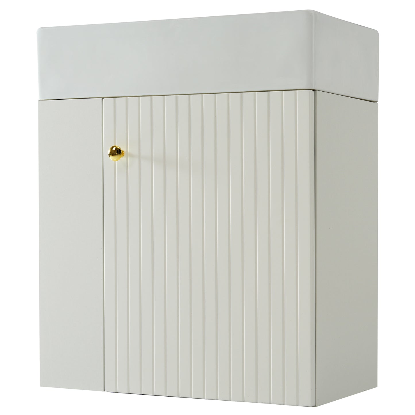 Waschbecken mit Waschtischunterschrank, Waschtischunterschrank , Waschtischunterschrank hängend hellgrau , Kleine Gästebad Möbel, White
