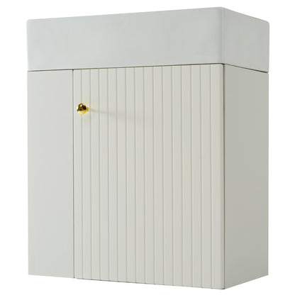 Waschbecken mit Waschtischunterschrank, Waschtischunterschrank , Waschtischunterschrank hängend hellgrau , Kleine Gästebad Möbel, White