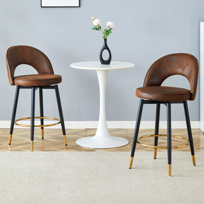 360° drehbarer Barstuhl. Braun atmungsaktives komfortables Technologiestoff, bequemer gepolsterter Bar-Stuhl, Eine Box von 2 Packungen.