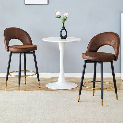 360° drehbarer Barstuhl. Braun atmungsaktives komfortables Technologiestoff, bequemer gepolsterter Bar-Stuhl, Eine Box von 2 Packungen.