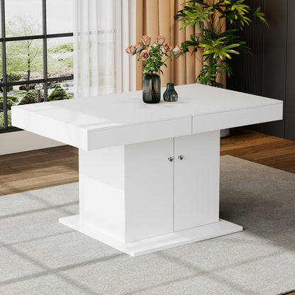 Ausziehbarer Esstisch, L140/180*W80*H76cm, Weiß
