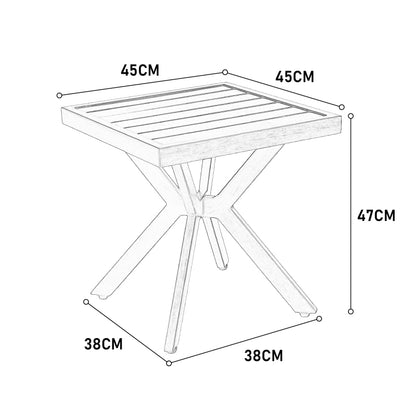 Outdoor Aluminum Square Side Table End Table for Patio, Backyard, Pool, Indoor Companion, Easy Maintenance and Weather Resistant, Dark Grey