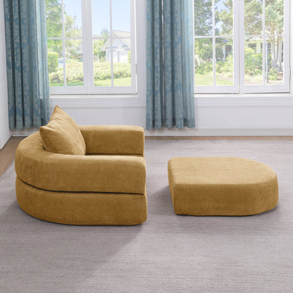 Modulares Sofa-Set Frottee (Terry Cloth), Sektionssofa Minimalistisch, Wohnzimmer Couchgarnitur, Umkehrbar, Yellow