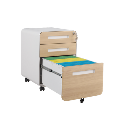 3 Drawer Mobile File Cabinet Under Desk Office,Simple Style Versatile Storage Cabinet for Legal/Letter/A4 Files, 5 Wheel Design Anti-Tilting Cold Rolled Steel Waterproof Moisture-Proof White