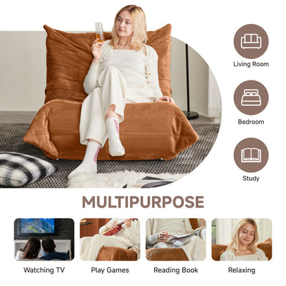 Moderne Sofas, Sitzsäcke für Erwachsene auf dem Bodensofa, Super Soft Memory Sponge Sofa, Togo Sofa Stuhl, Wohnzimmermöbel, Geeignet für Schlafzimmer, Balkon, Schlafsaal, Kaminstuhl (Orange)