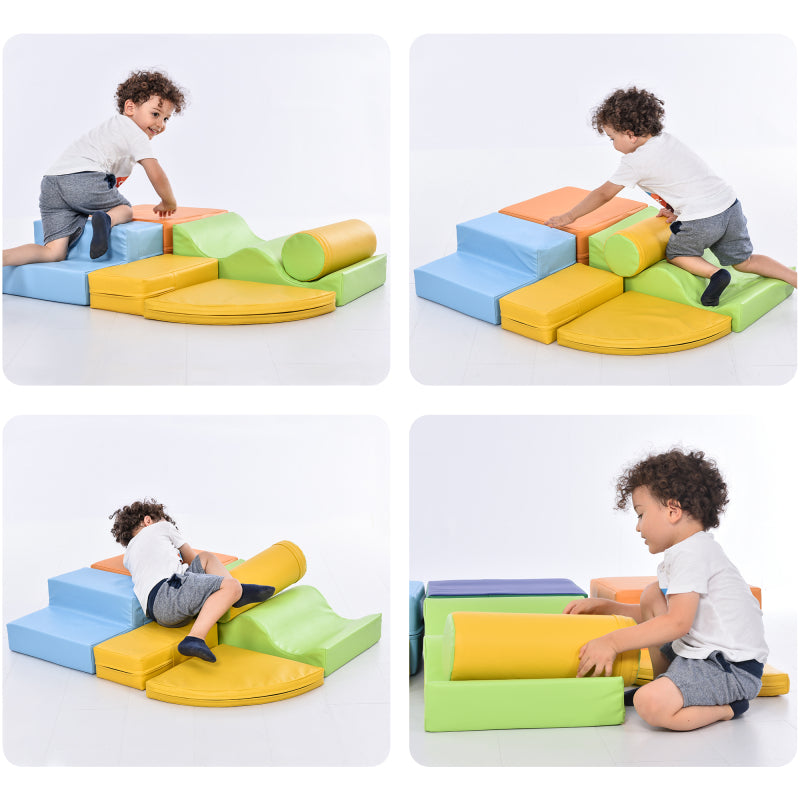 6 TLG Riesenbausteine zum Toben & Klettern Großbausteine für Kinder. Treppe und Rutsche für Kinder - Spielzeug zum Klettern, Rutschen und Krabbeln. im Vorschulalter & Babys Softbausteine, bunt.