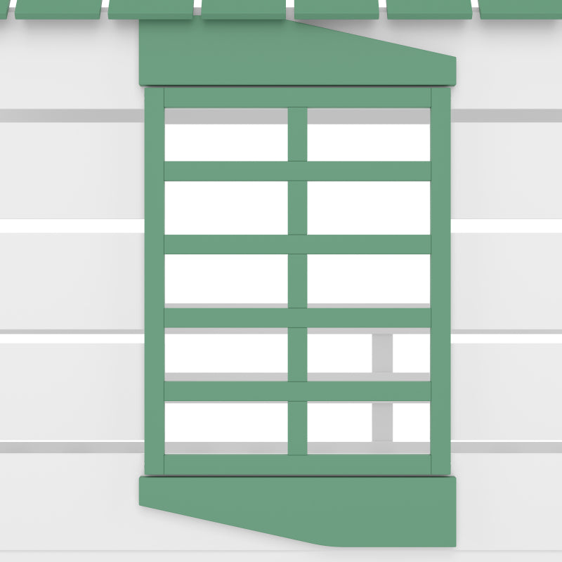 90X200 Haus-Etagenbett mit Rutsche und 2 Schubladen, Weiß+Grün