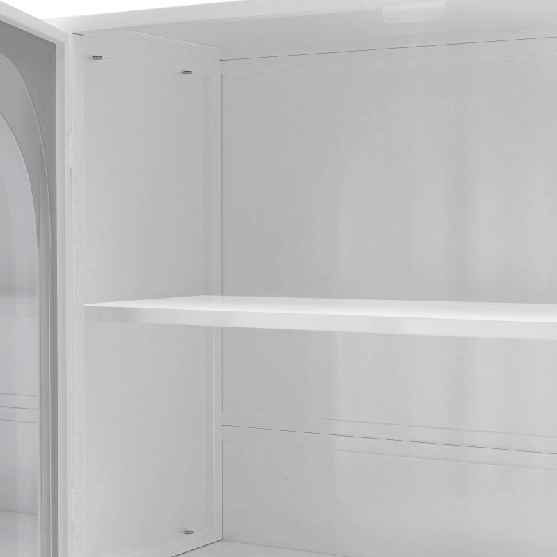120CM Four-door Glass Wall Cabinet Storage, Wall-mounted,Suitable for Kitchen, Living Room, Bathroom (White)