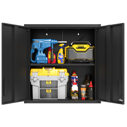 Metall-Wandschrank mit Türverschluss & Ablage - Robust, Umweltfreundlich, Ideal für Garage, Werkstatt & Büro - Ohne Holz, Kein Formaldehyd, Haustier- & Familiegeeignet, H77 cm × B75 cm × T30 cm